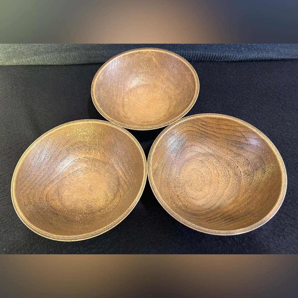 Thermo Serv by West Bend Set of 3 Bowls with Faux Wood Grain 1960s Vintage Bowls